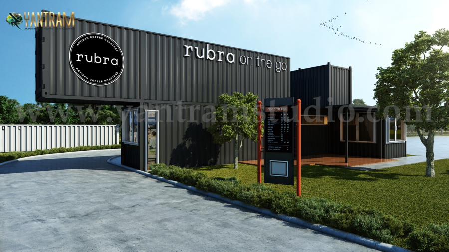 Rubra Coffee Shop 3D Exterior Design by Architectural Visualization Firm, Toronto, Canada
