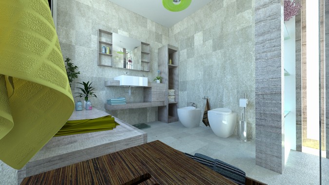 Les architectes, modèles d'architecture projet rendu 3D textures sur Syncronia  bagno progetto lutteri variante, réalisé parGabriele Udella