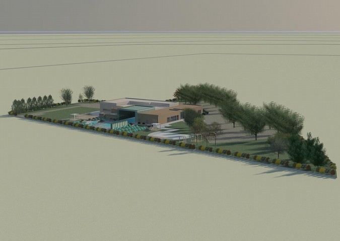 تقديم وتصميم النموذج الهنسى المعمارى 3 دى للمشروع على سونكرونيا  centro sportivo, التنفيذ منGeom.Bertazzini Carlotta
