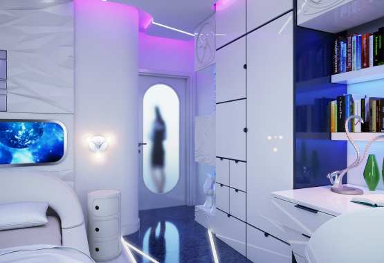 Bedroom in a futuristic style