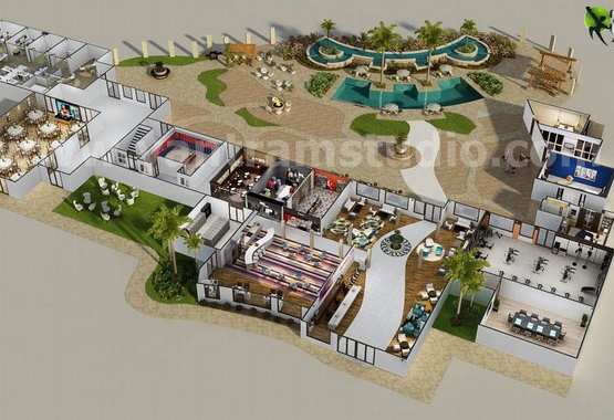 3D Resort Site Plan Layout Concept Design Paris France